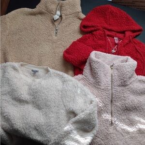 Misses size S Lot of Fleece pullover sherpa fuzzy sweater tops